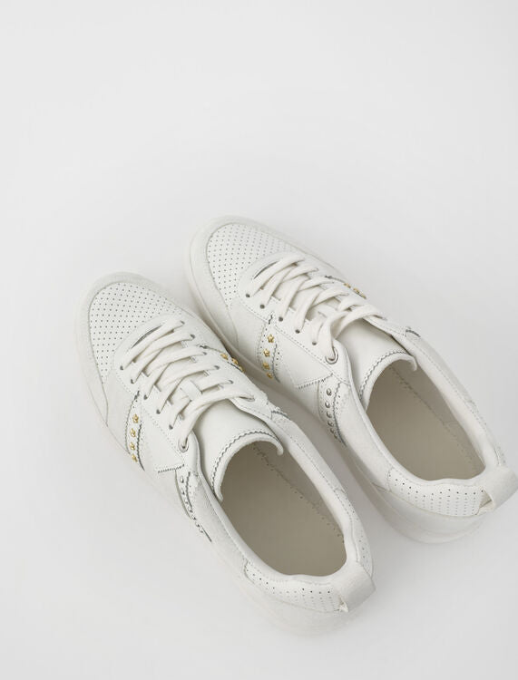 White STUDDED WHITE LEATHER SNEAKERS