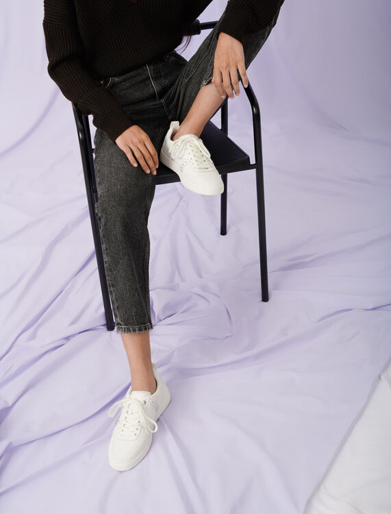 White STUDDED WHITE LEATHER SNEAKERS