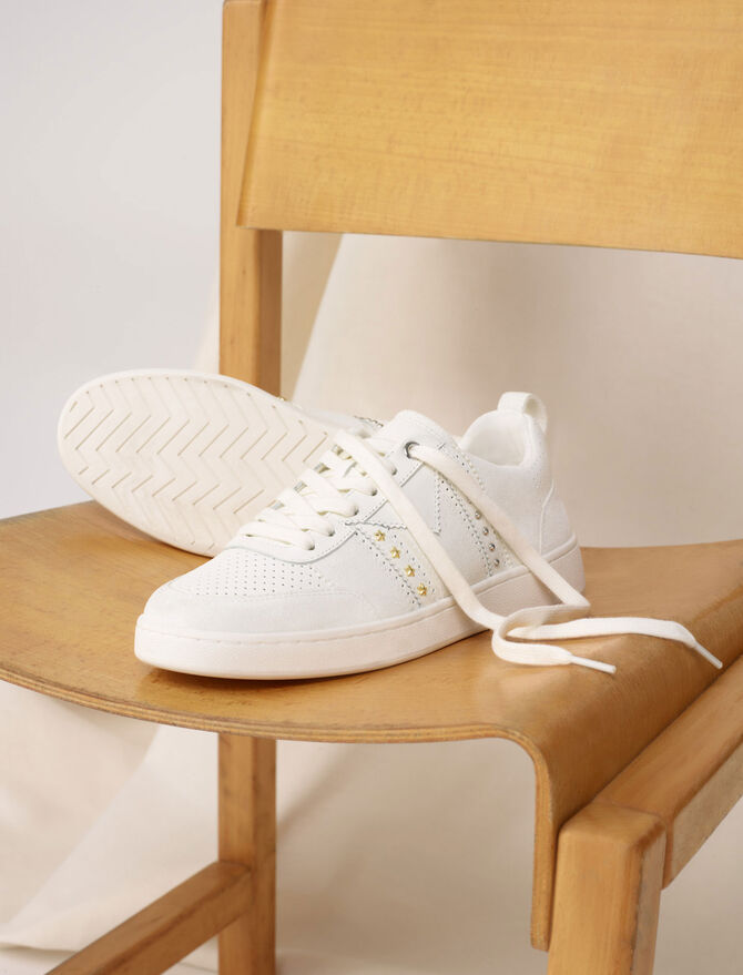 White STUDDED WHITE LEATHER SNEAKERS