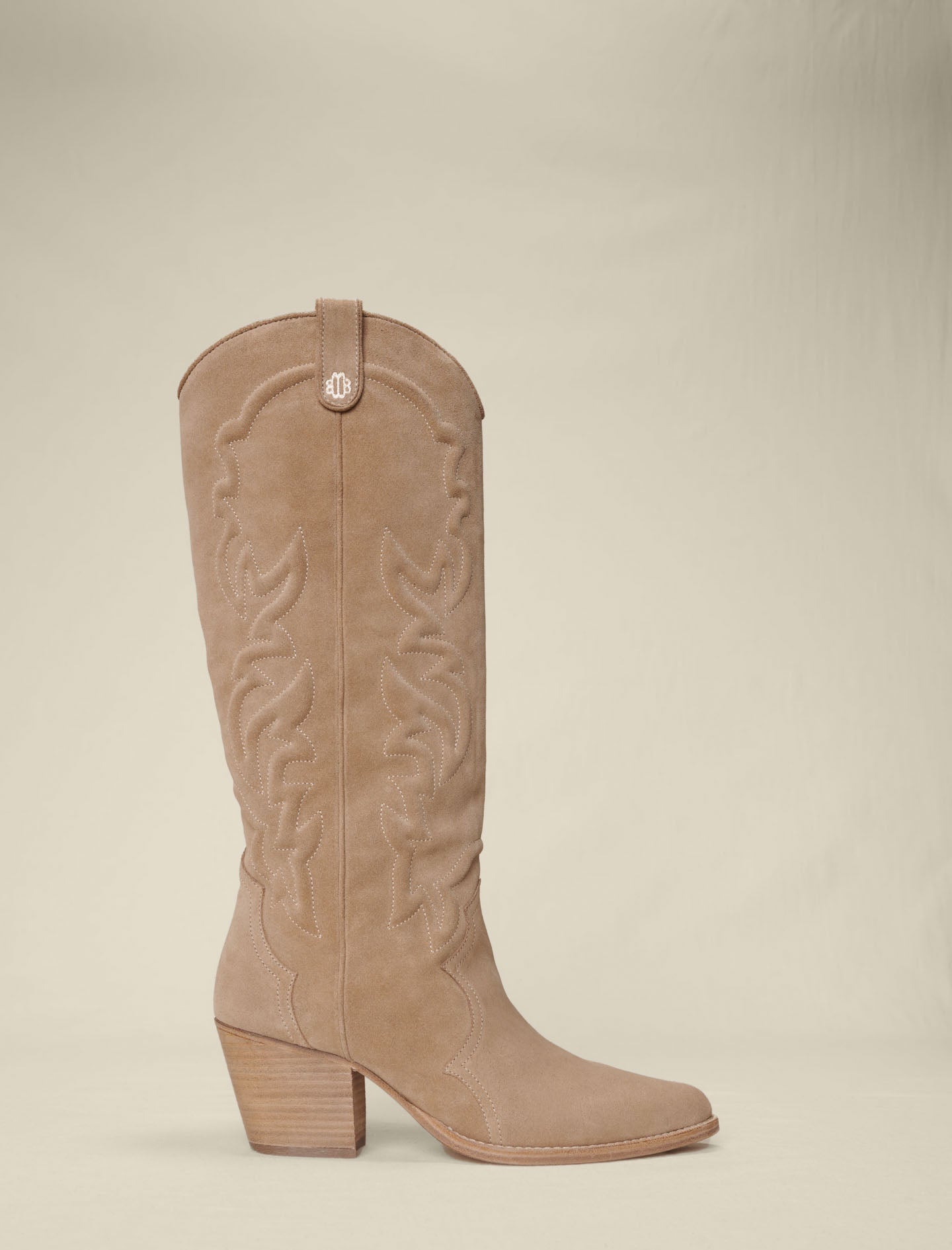 Beige featured EMBROIDERED LEATHER COWBOY BOOTS