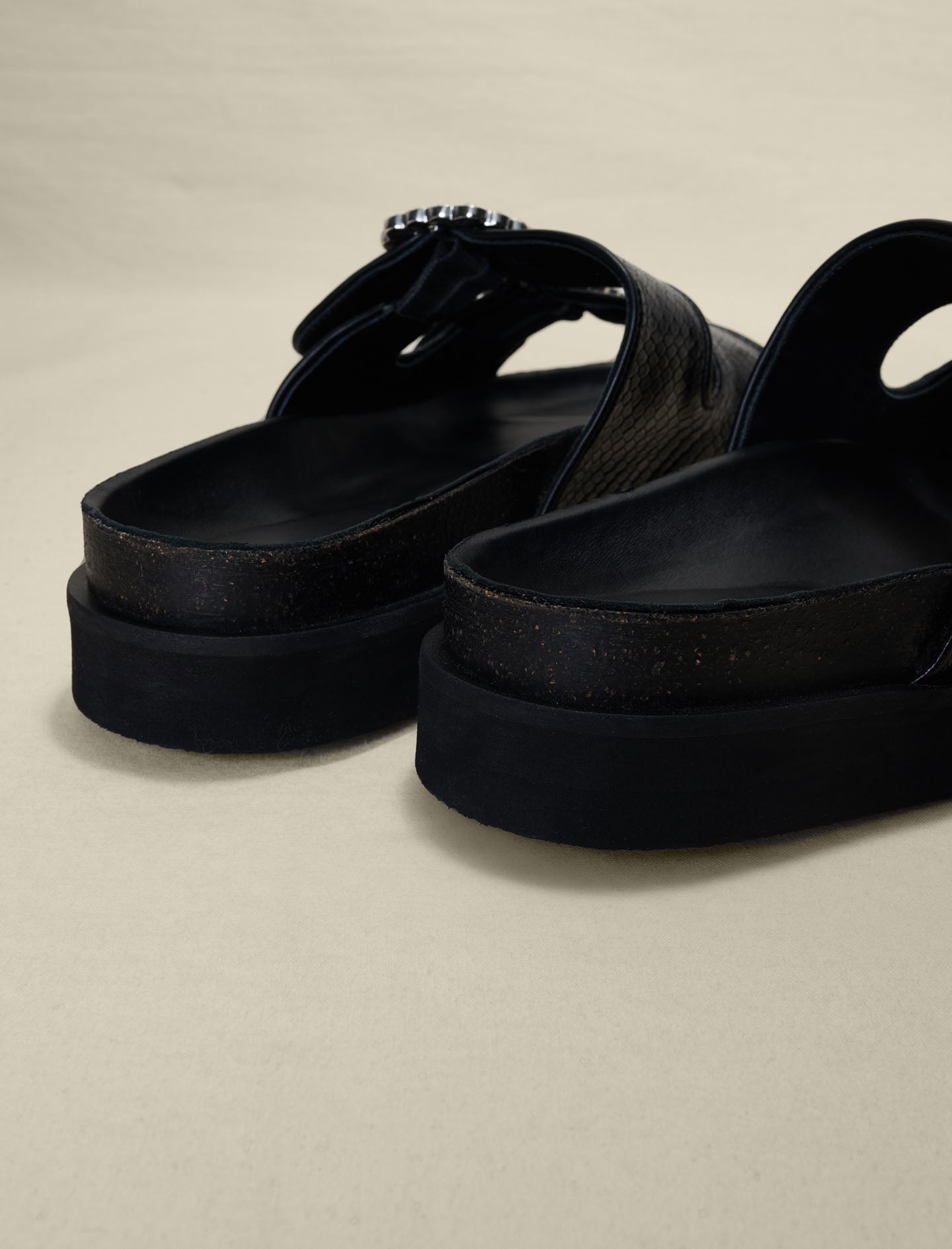 Black   SANDALS WITH RHINESTONE BUCKLES