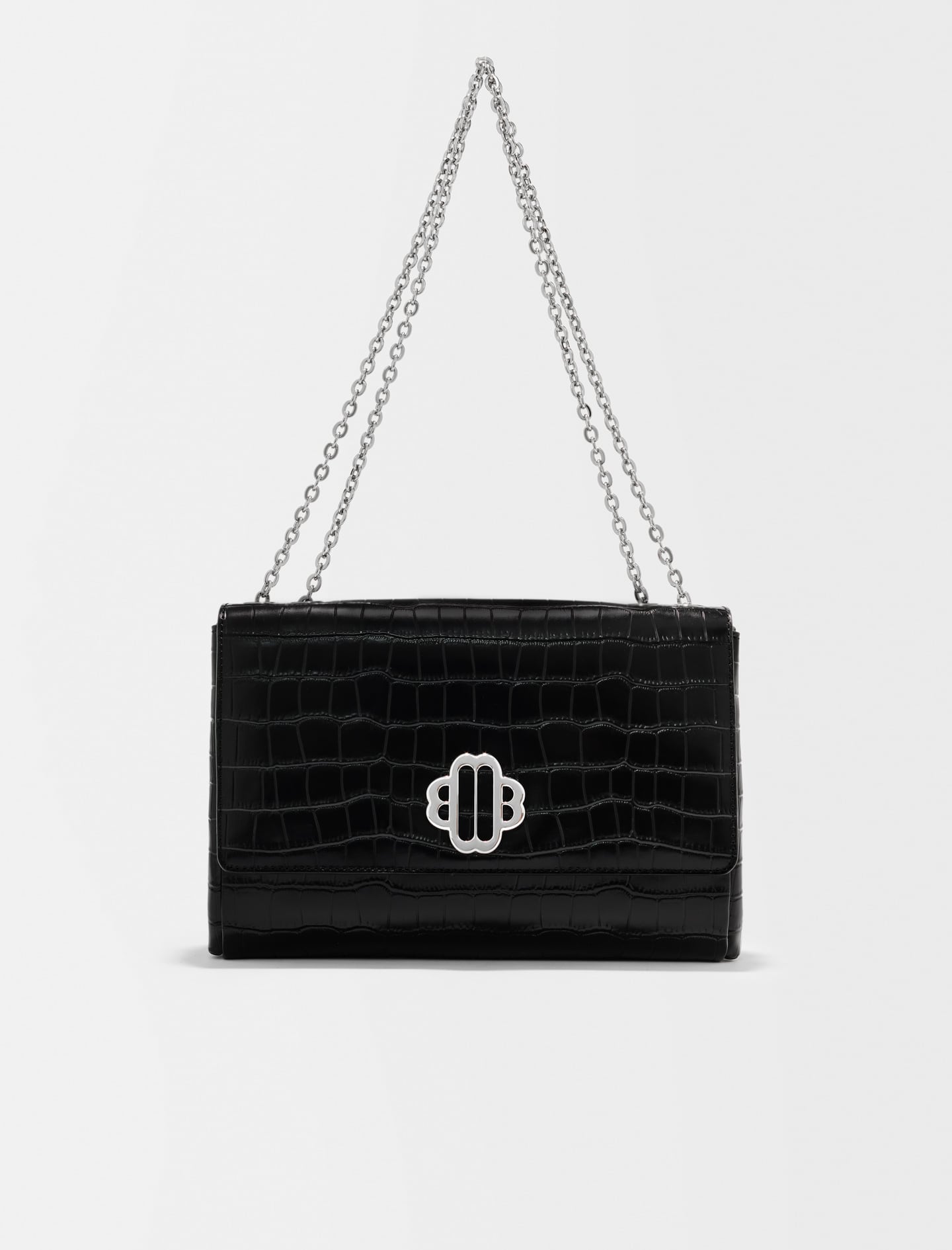 EMBOSSED LEATHER BAG WITH CHAIN