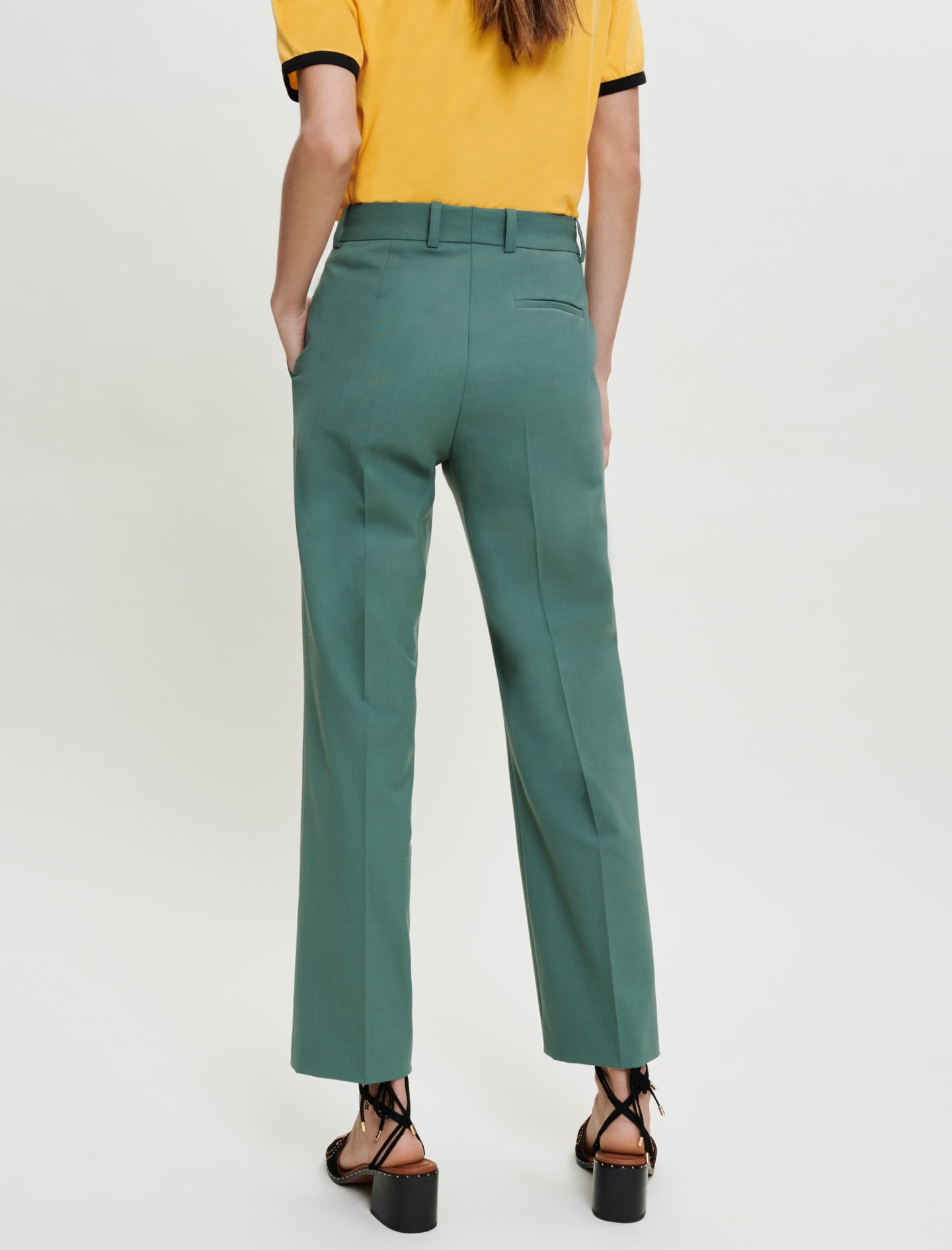 Green STRAIGHT-CUT TAILORED TROUSERS