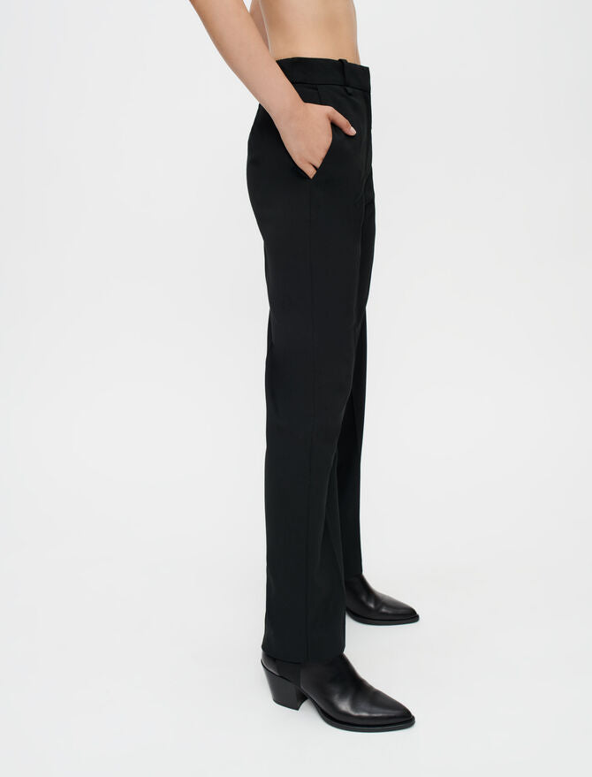 Black wide-leg black suit trousers