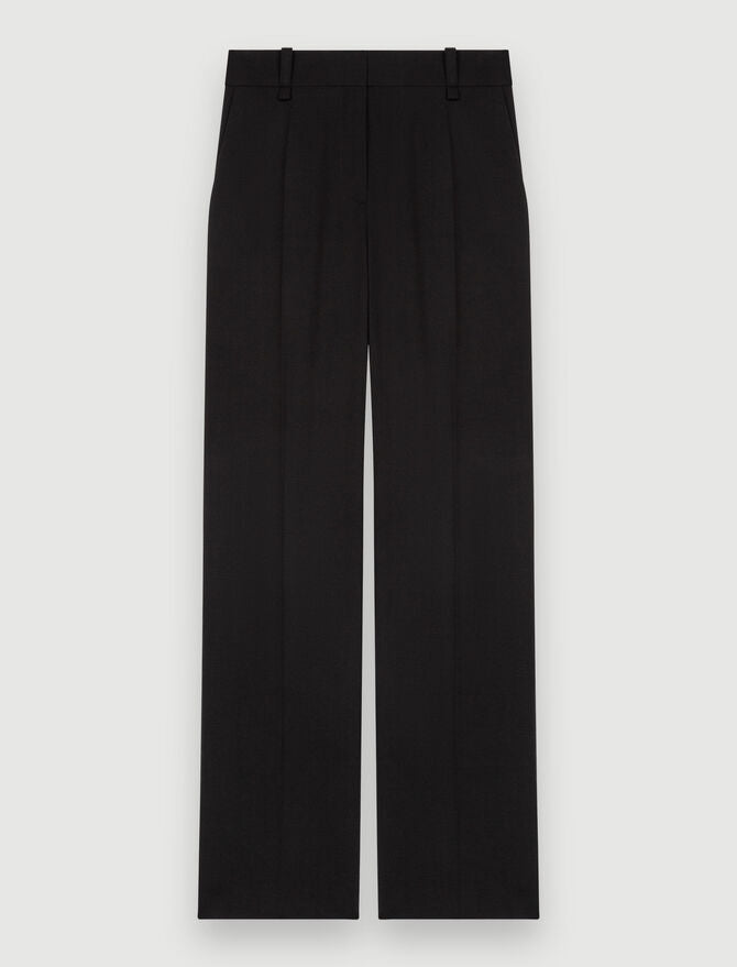 Black wide-leg black suit trousers