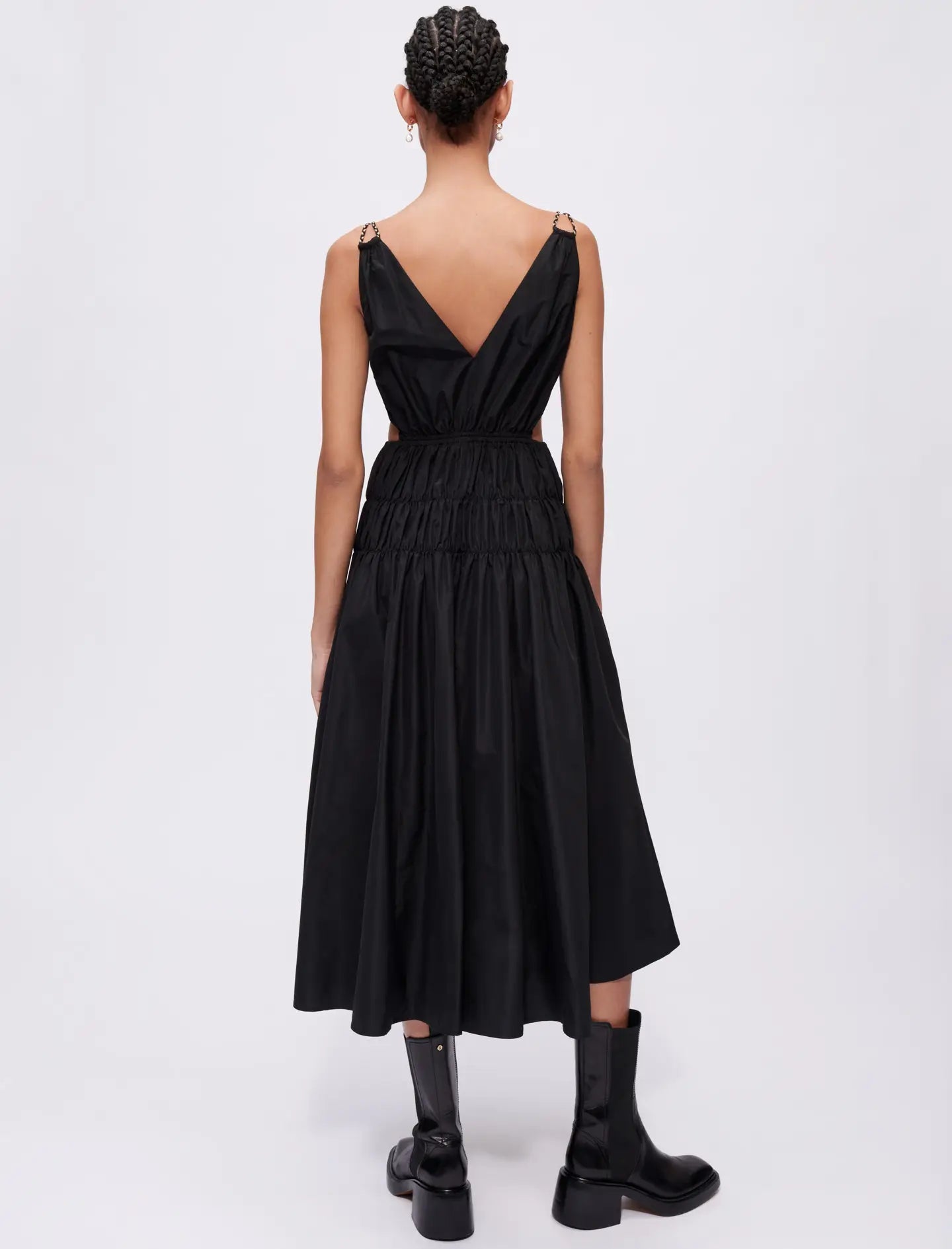Black TAFFETA DRESS WITH CUT-OUT AT THE WAIST