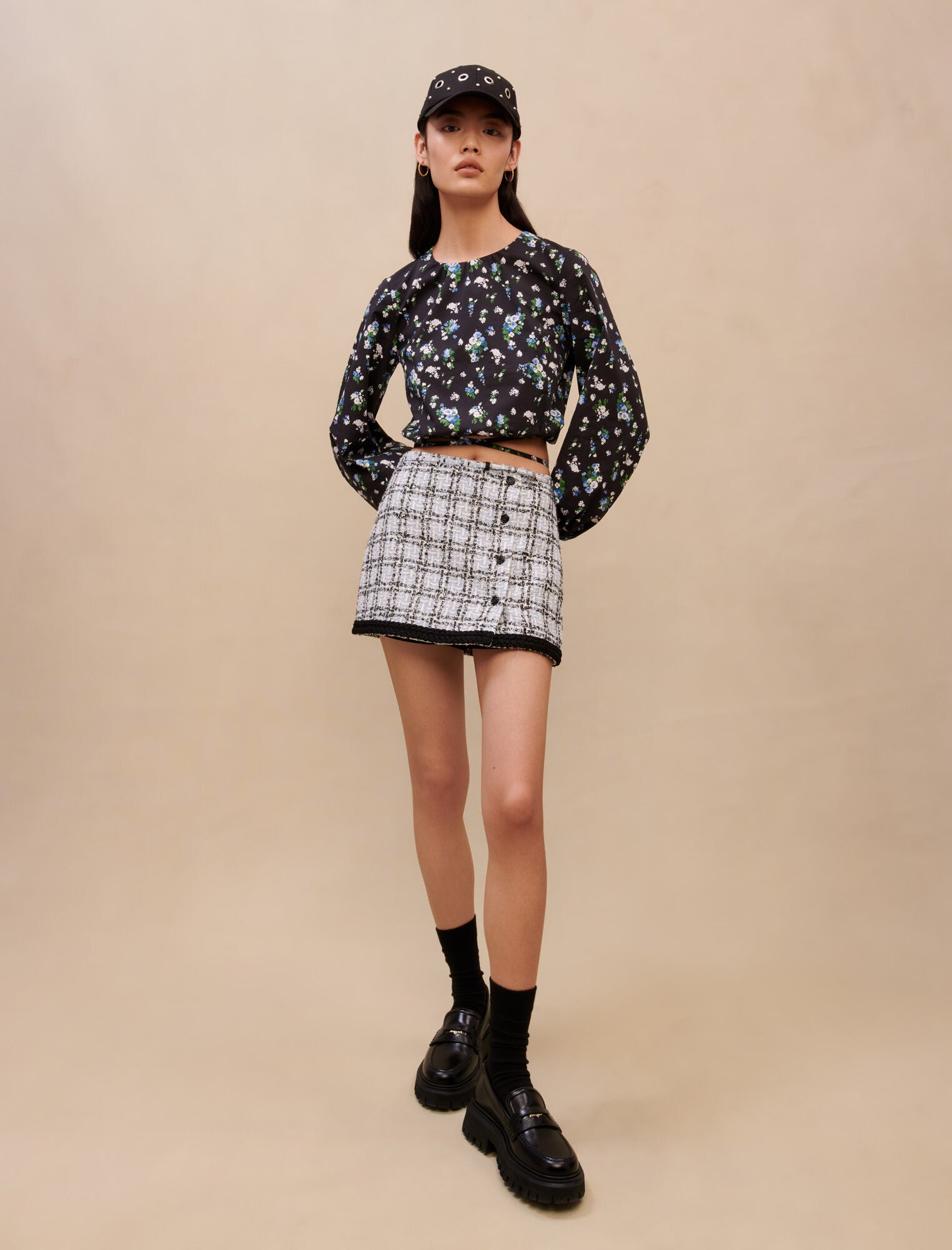 Blue Bouqet Floral top with tie